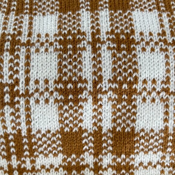 Timberland Cozy Casual Acrylic Knit Plaid Scarf Cream & Caramel Brown Sz OS NWT - Picture 4 of 11